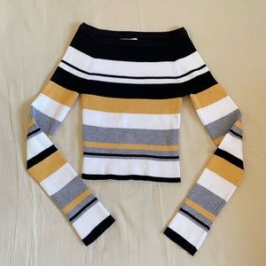 Striped, long sleeve, knit top